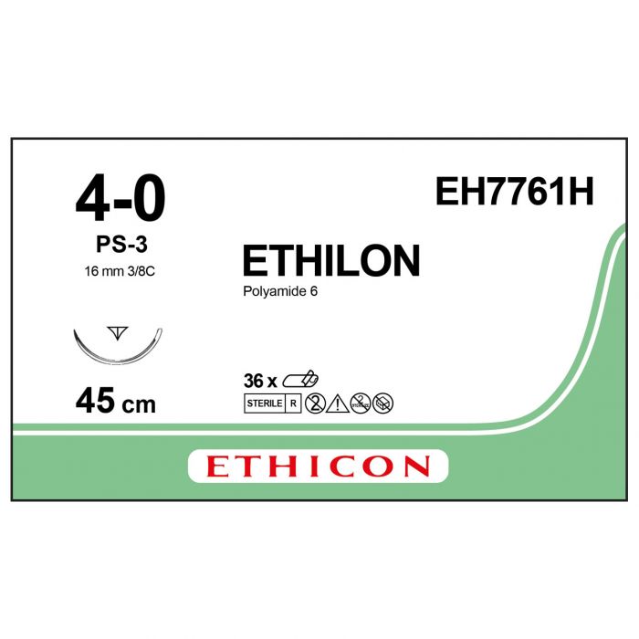 Ethicon Ethilon Sutures - 4/0 - 45cm - Black - (Pack 36)
