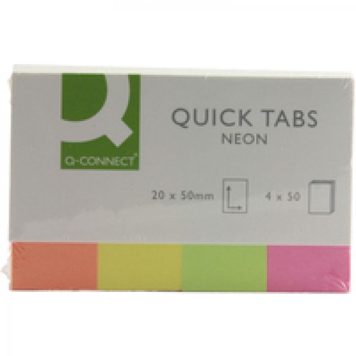Q-Connect Quick Sticky Tabs 20 x 50mm Neon - (Single)