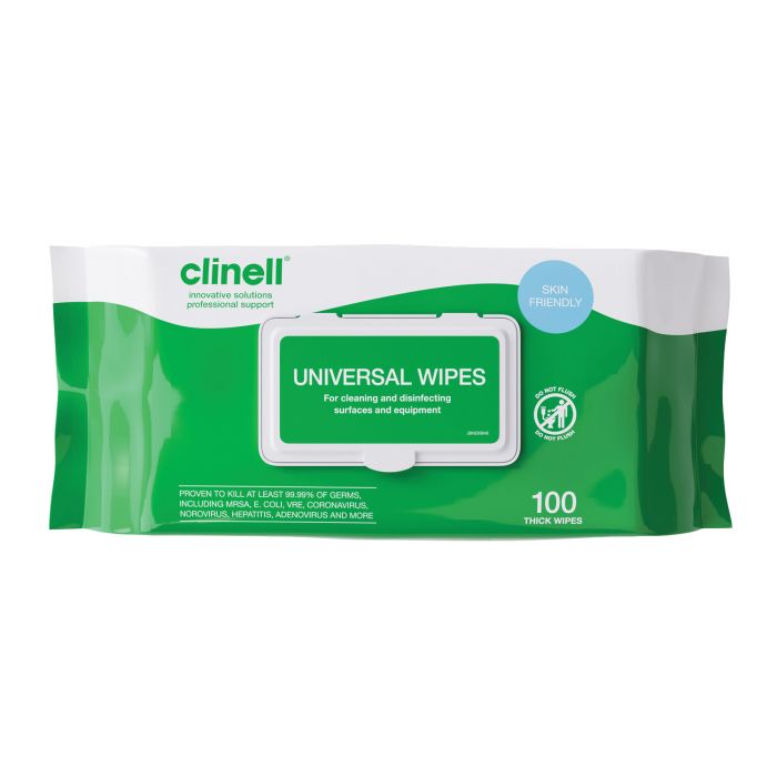 Clinell Universal Cleaning & Disinfecting Wipes - Extra-Thick Wipes - (Pack 100)