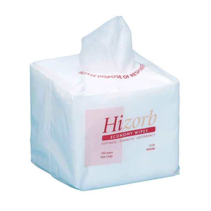 Hizorb Large Non-Woven Dry Wipes - 300 x 320mm - (Pack 150)