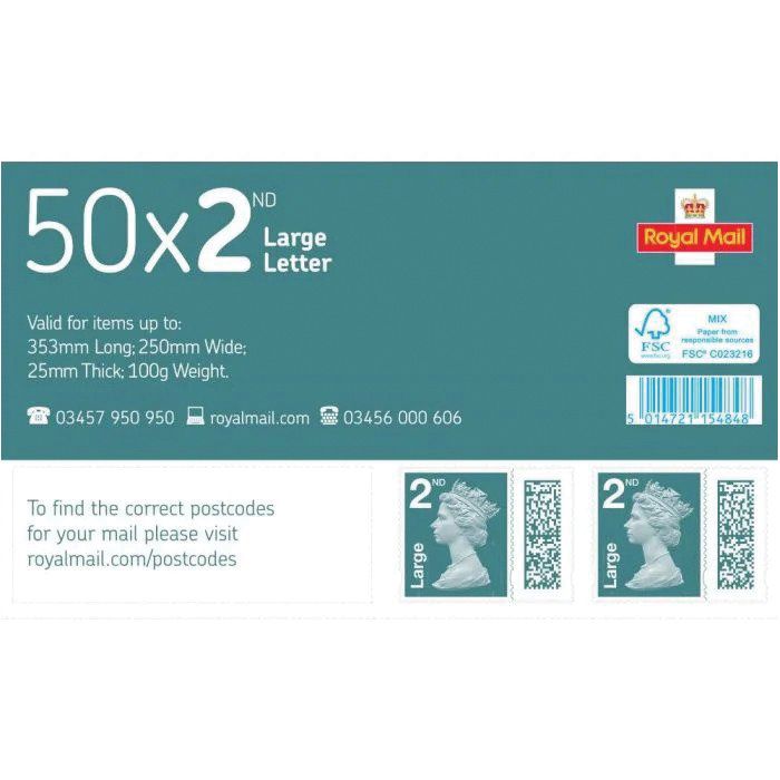 Postage Stamps - Second Class - Large Letter - (Pack 50)