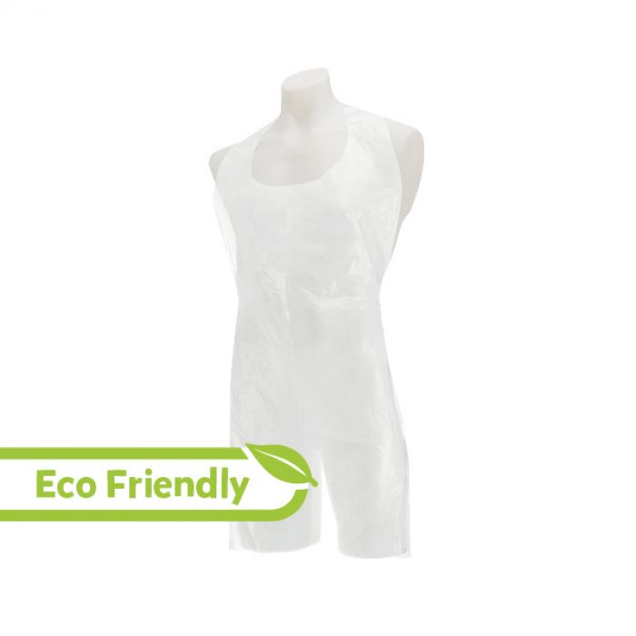 Biodegradable Plastic Aprons-on-a-Roll - White - (Pack 200)