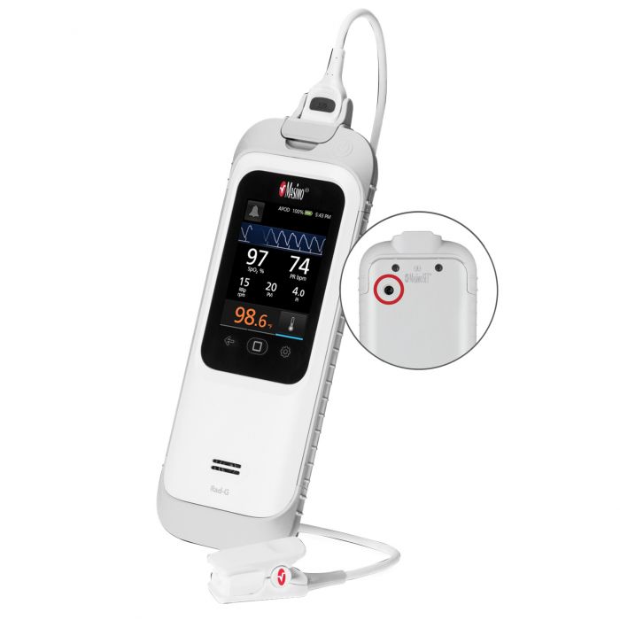 Masimo Rad-G Pulse Oximeter with Temperature & Adult/Paediatric (>/= 3kg) Reusable Finger Clip Sensor - (Single) *** INTRODUCTORY OFFER ***