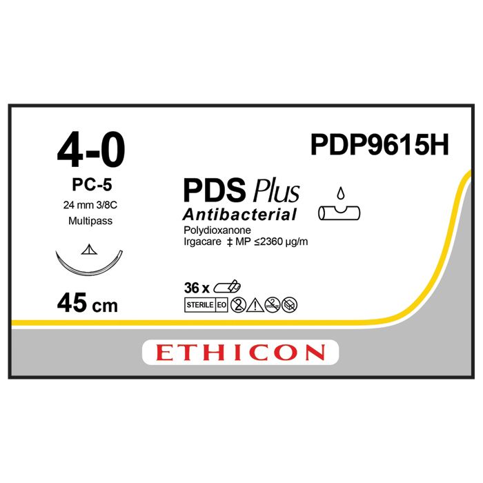 Ethicon PDS PLUS Sutures (Monofilament | Undyed | 4-0 | 45cm | Conventional Cutting PC | 19mm | 3/8C) - (Pack 36)