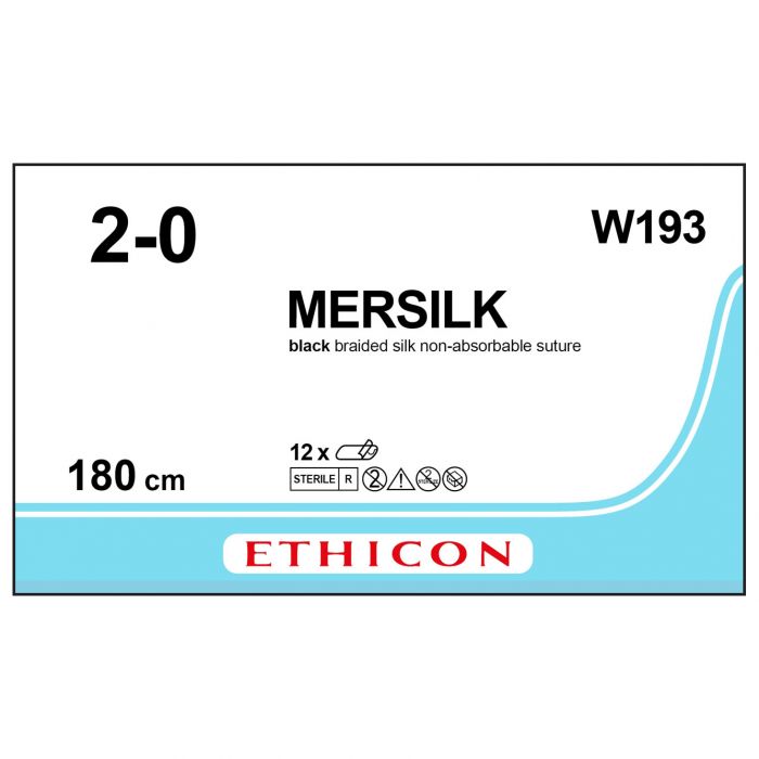 Ethicon Mersilk Sutures without Needle - 2/0 - Black - 1.8m Lengths - (Pack 12)