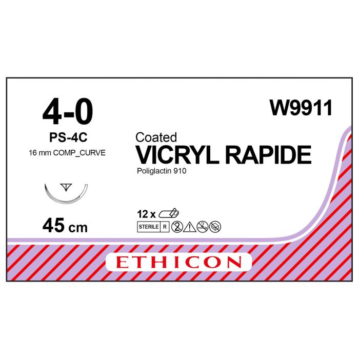 Vicryl Rapide Sutures - 4/0 - 45cm - Undyed - (Pack 12)
