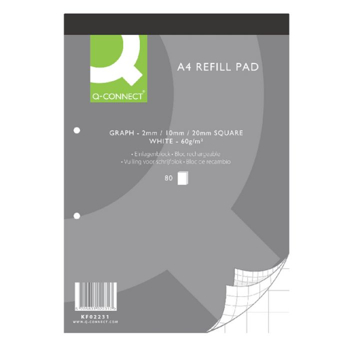 Q-Connect Refill Pads A4 Graph 80 Leaf - (Pack 10)
