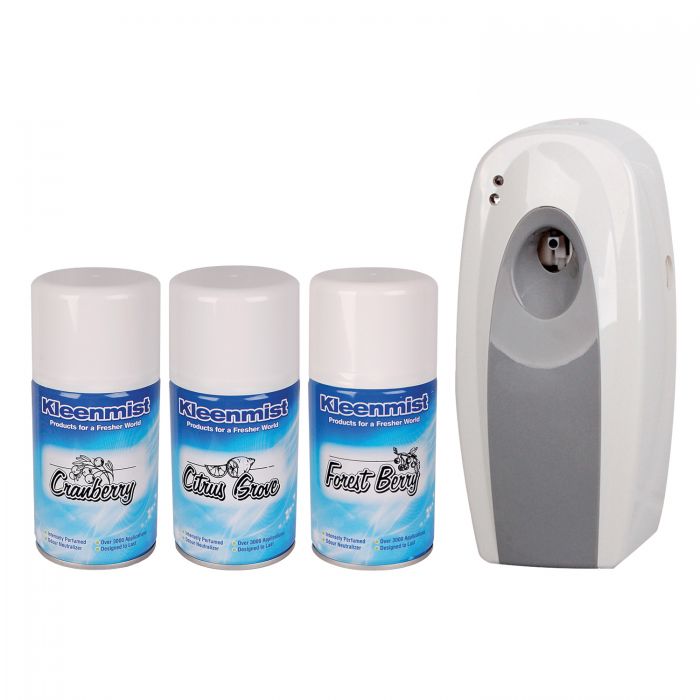 Kleenmist Automatic Air Freshener Starter Kit - 1 x Dispenser & 3 x Aerosol Refills - (Single)