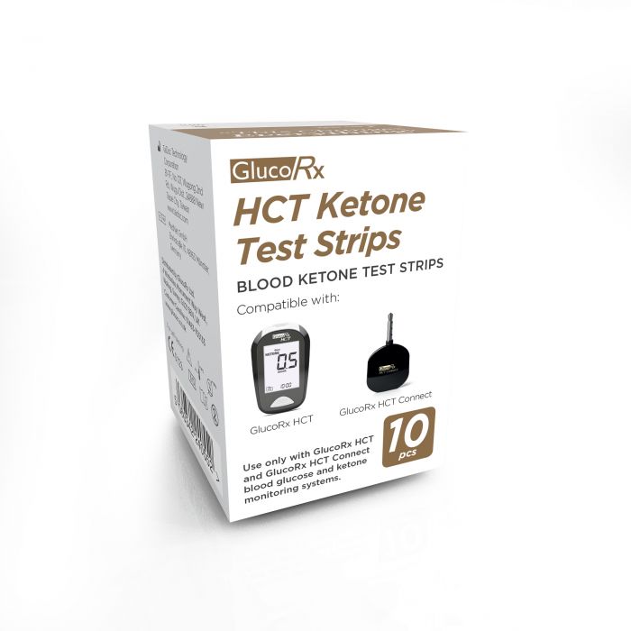 GlucoRX HCT Blood Ketone Test Strips - (Pack 10)