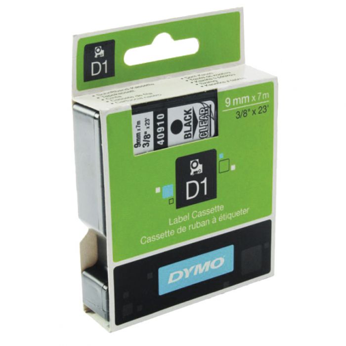 Dymo Standard Label Tape Cassette - Black on White - D1 - 9mm x 7m - (Single)