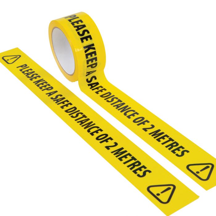 Self-Adhesive Please Keep a Safe Distance Floor Tape (2m) - 50mm x 33m - (1 Roll)
