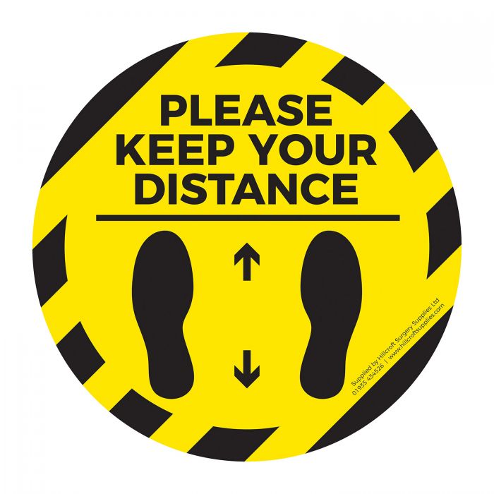 Self-Adhesive Please Keep Your Distance Floor Sticker (No Distance) - 300mm Diameter - (Single)