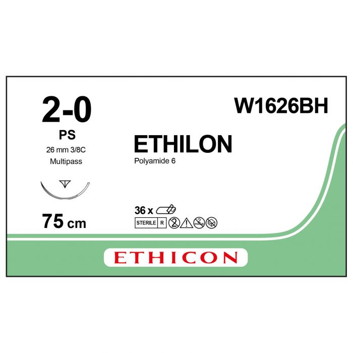 Ethicon Ethilon Sutures - 2/0 - 75cm - Black - (Pack 36)