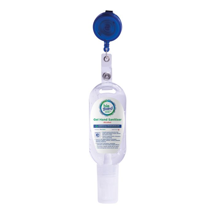 Bioguard Alcohol Hand Sanitising Gel - 50ml Pump Top with Retractable Reel - (Single)