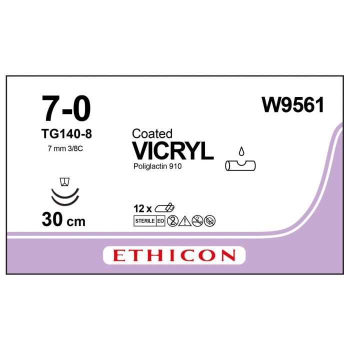 Ethicon Vicryl Sutures - 7/0 - 30cm - Violet - (Pack 12)