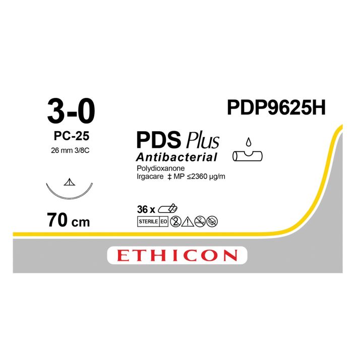 Ethicon PDS PLUS Sutures (Monofilament | Undyed | 3-0 | 70cm | Conventional Cutting PC | 26mm | 3/8C) - (Pack 36)