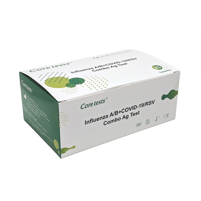 CoreTests Influenza A/B + COVID-19/RSV Combo Ag Test Cassettes - (Pack 25)