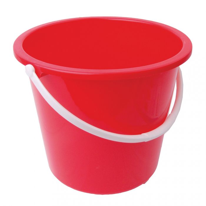 Round Plastic Bucket - 10 Litre - Red - (Single)