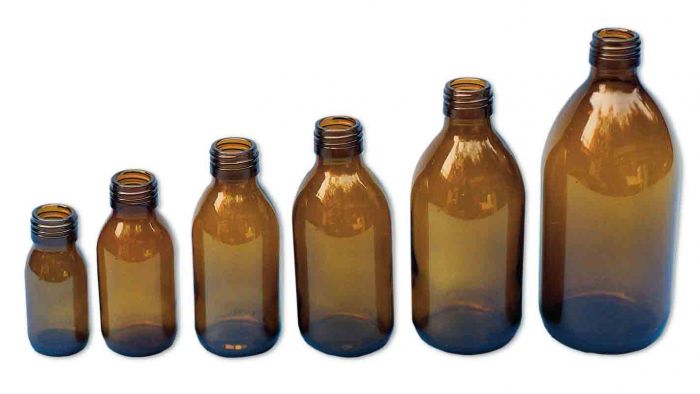 Round Glass Medicine Bottles - No Caps