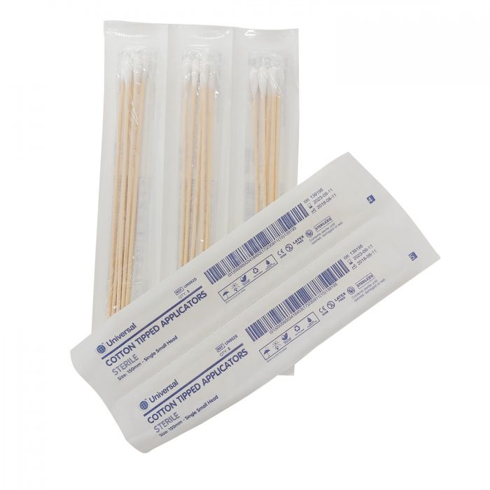Sterile Cotton Tipped Applicators - 15.2cm (6") - Packed in 5s - (Pack 100 x 5)