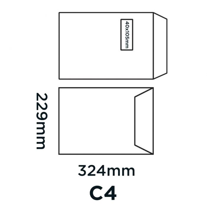 Envelopes - C4 - Self-Seal - Window - 90gsm - White - (Pack 250)