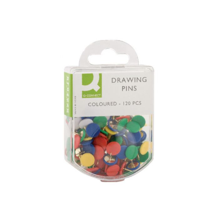 Q-Connect Drawing Pins Coloured - (Pack 120)