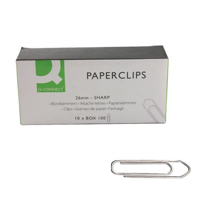Q-Connect Paperclips 26mm No Tear - (Pack 100)
