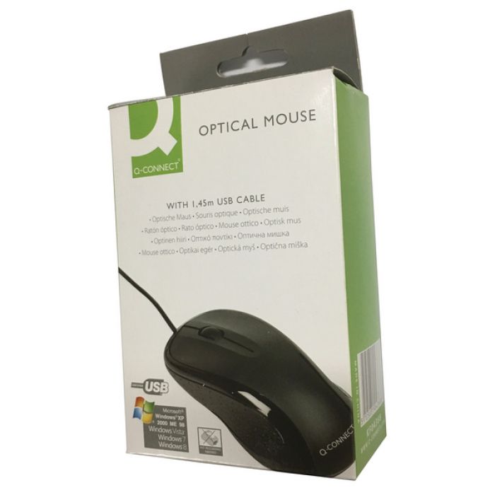 Q-Connect Scroll-Wheel Optical Mouse Silver/Black USB - (Single)