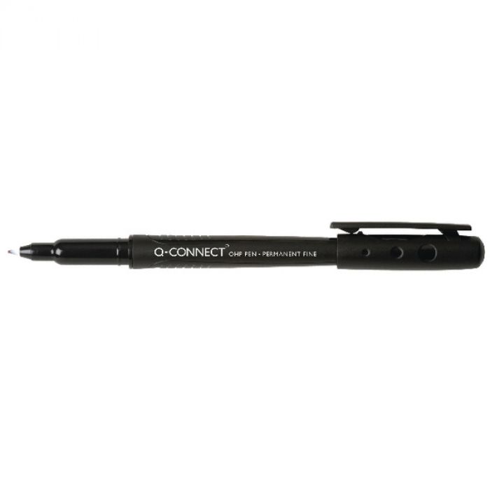 Q-Connect OHP Pen Permanent Fine Tip - Black - (Pack 10)