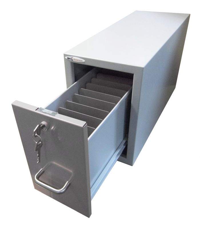 Lockable Prescription Cabinet - 1 Drawer - 190x475 x280mm (WxDxH) - Folded Prescriptions - Aluminium Silver - (Single)